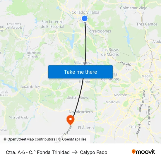 Ctra. A-6 - C.º Fonda Trinidad to Calypo Fado map