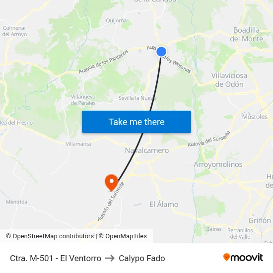 Ctra. M-501 - El Ventorro to Calypo Fado map