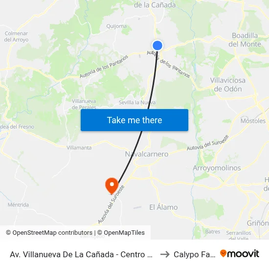 Av. Villanueva De La Cañada - Centro Salud to Calypo Fado map