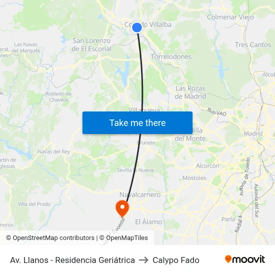 Av. Llanos - Residencia Geriátrica to Calypo Fado map