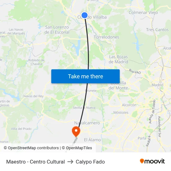 Maestro - Centro Cultural to Calypo Fado map