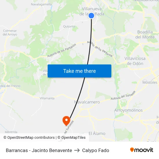 Barrancas - Jacinto Benavente to Calypo Fado map