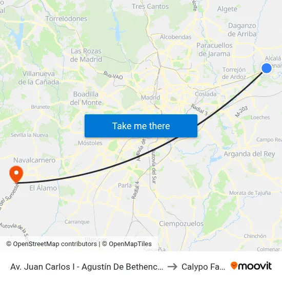 Av. Juan Carlos I - Agustín De Bethencourt to Calypo Fado map