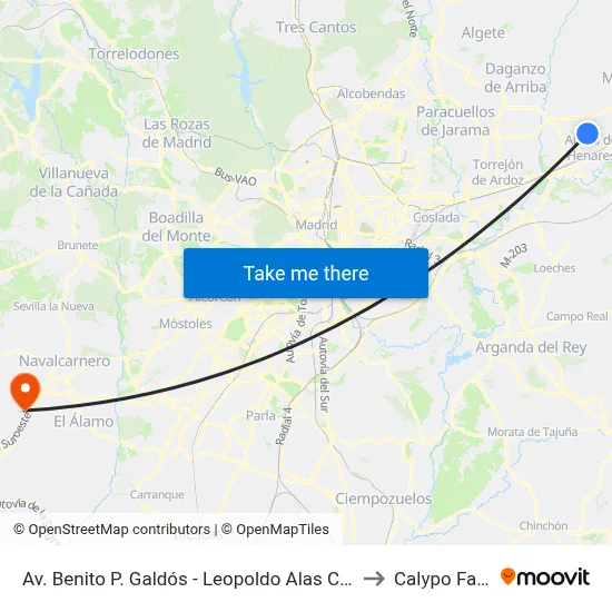 Av. Benito P. Galdós - Leopoldo Alas Clarín to Calypo Fado map