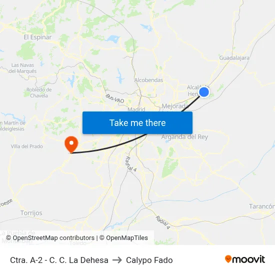 Ctra. A-2 - C. C. La Dehesa to Calypo Fado map