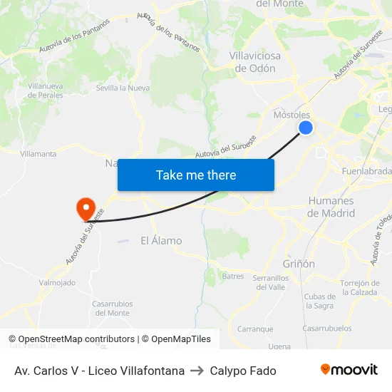 Av. Carlos V - Liceo Villafontana to Calypo Fado map