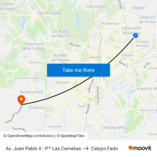 Av. Juan Pablo II - P.º Las Camelias to Calypo Fado map