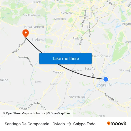 Santiago De Compostela - Oviedo to Calypo Fado map