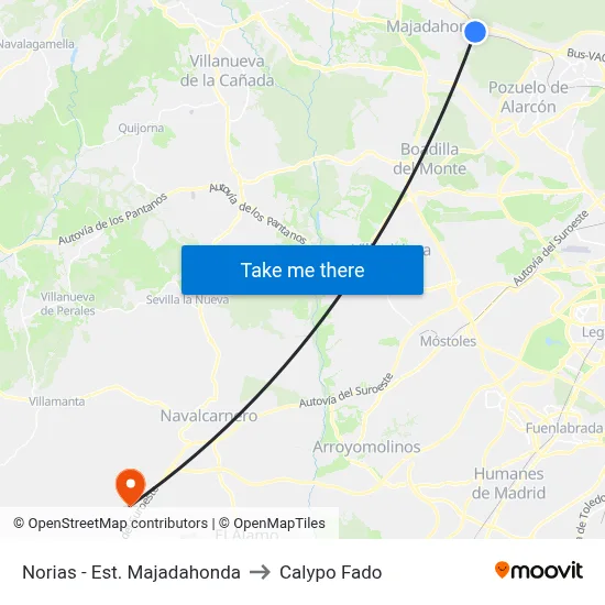 Norias - Est. Majadahonda to Calypo Fado map