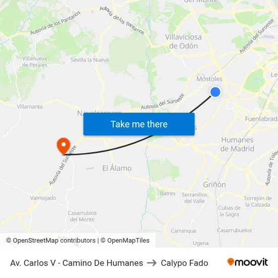 Av. Carlos V - Camino De Humanes to Calypo Fado map