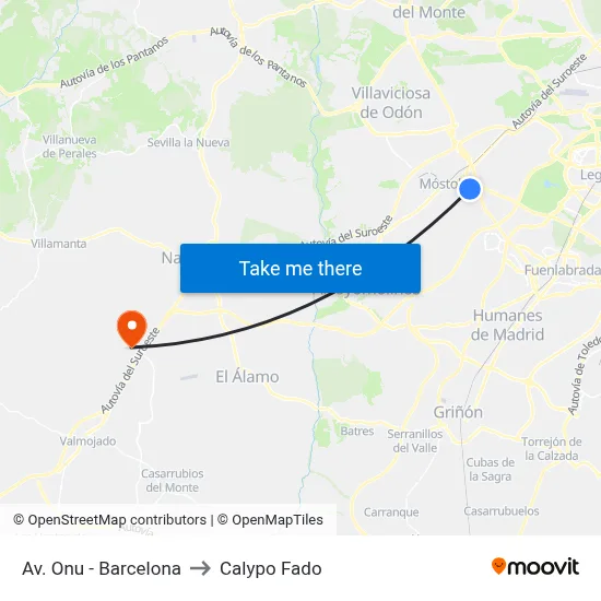 Av. Onu - Barcelona to Calypo Fado map