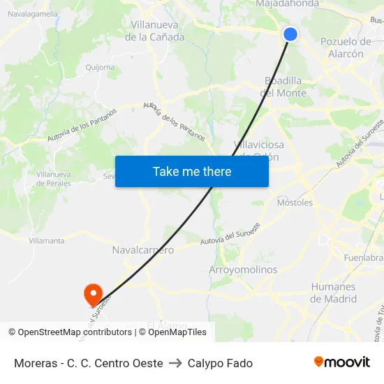 Moreras - C. C. Centro Oeste to Calypo Fado map