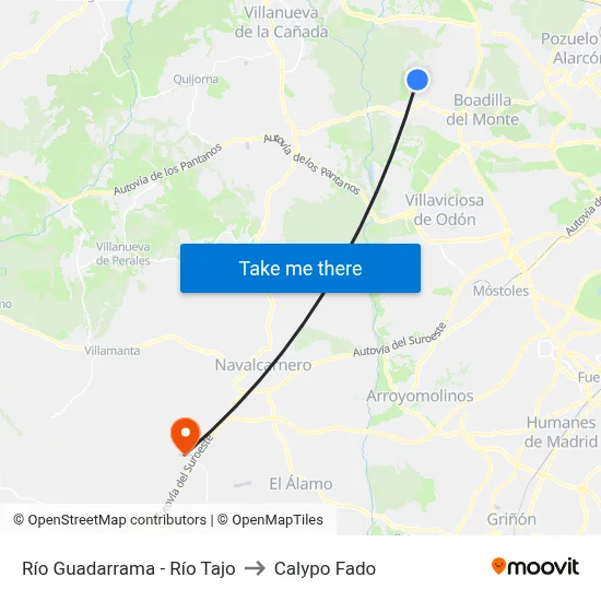 Río Guadarrama - Río Tajo to Calypo Fado map