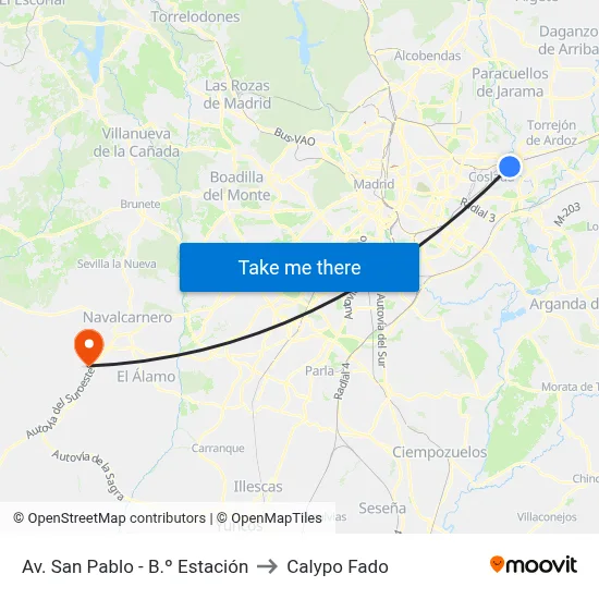 Av. San Pablo - B.º Estación to Calypo Fado map