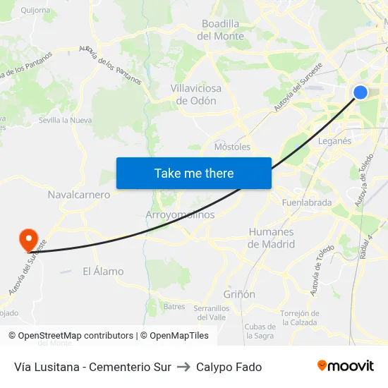 Vía Lusitana - Cementerio Sur to Calypo Fado map