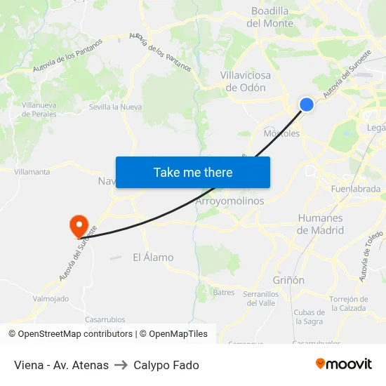 Viena - Av. Atenas to Calypo Fado map