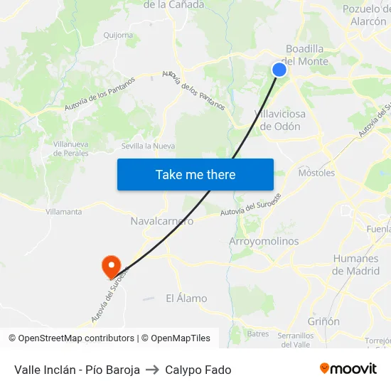 Valle Inclán - Pío Baroja to Calypo Fado map