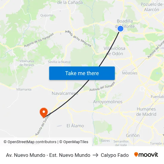 Av. Nuevo Mundo - Est. Nuevo Mundo to Calypo Fado map