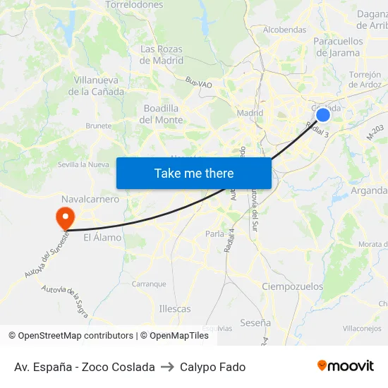 Av. España - Zoco Coslada to Calypo Fado map