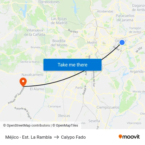Méjico - Est. La Rambla to Calypo Fado map