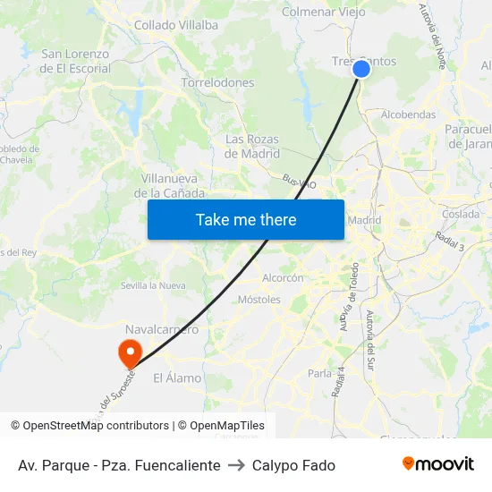 Av. Parque - Pza. Fuencaliente to Calypo Fado map