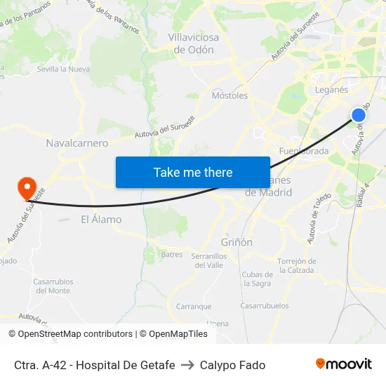 Ctra. A-42 - Hospital De Getafe to Calypo Fado map