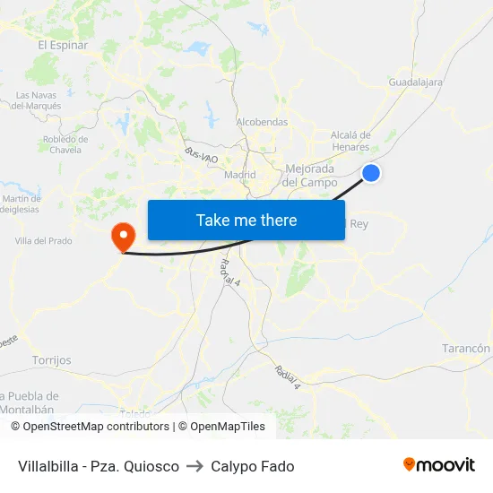 Villalbilla - Pza. Quiosco to Calypo Fado map