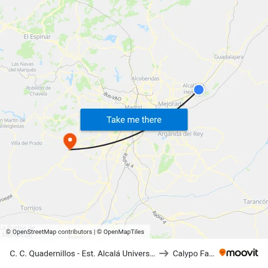 C. C. Quadernillos - Est. Alcalá Universidad to Calypo Fado map