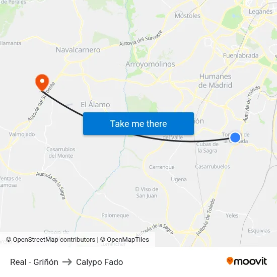 Real - Griñón to Calypo Fado map