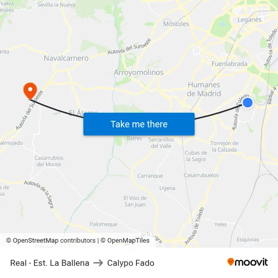 Real - Est. La Ballena to Calypo Fado map
