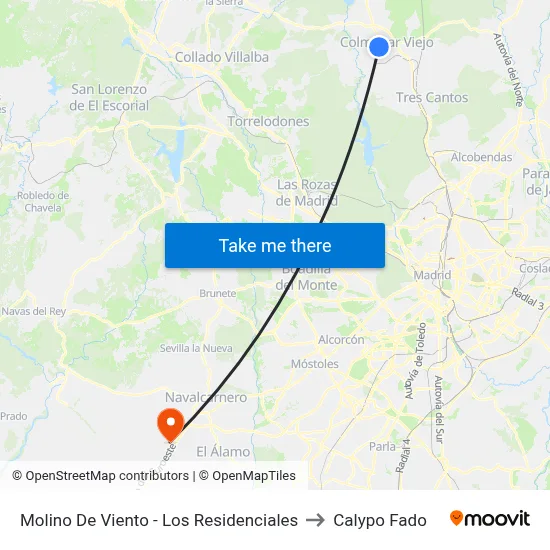 Molino De Viento - Los Residenciales to Calypo Fado map