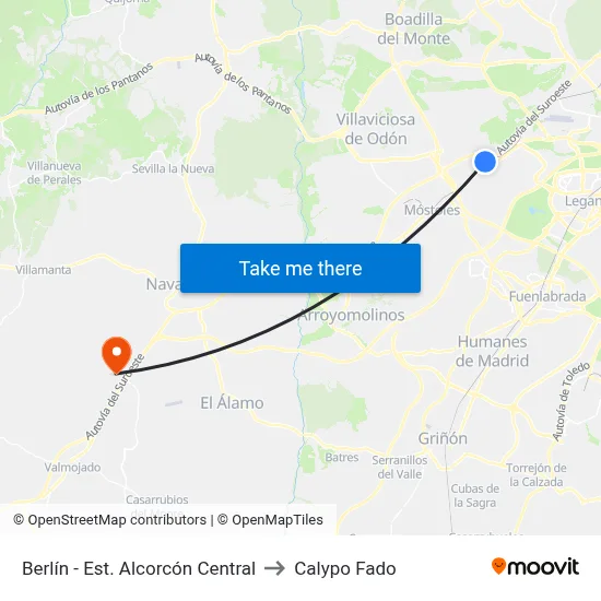 Berlín - Est. Alcorcón Central to Calypo Fado map