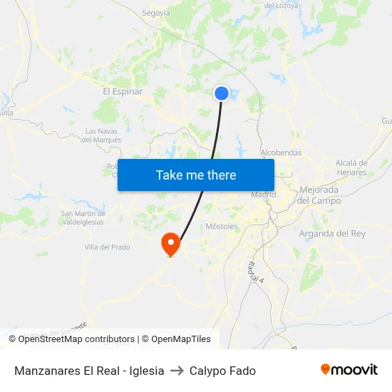 Manzanares El Real - Iglesia to Calypo Fado map