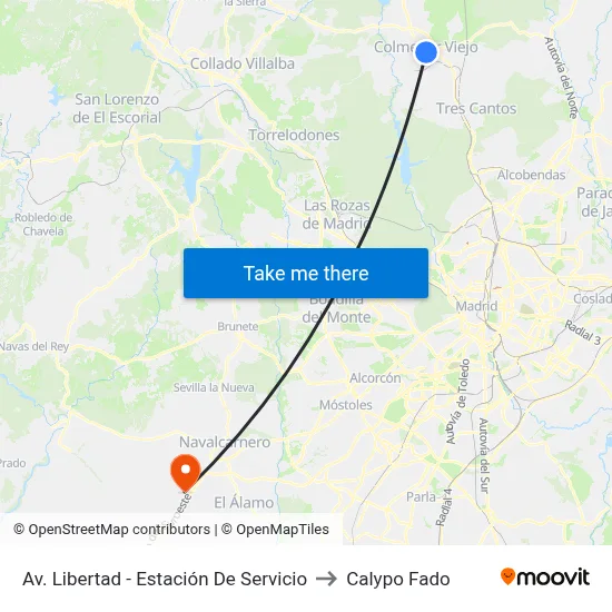 Av. Libertad - Estación De Servicio to Calypo Fado map