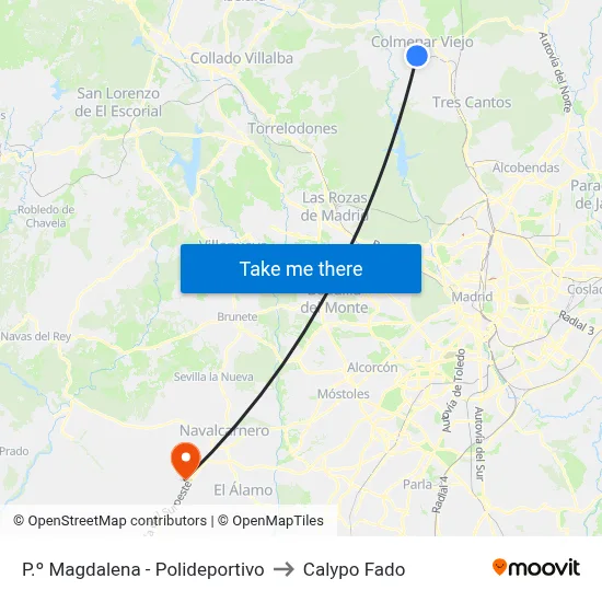 P.º Magdalena - Polideportivo to Calypo Fado map