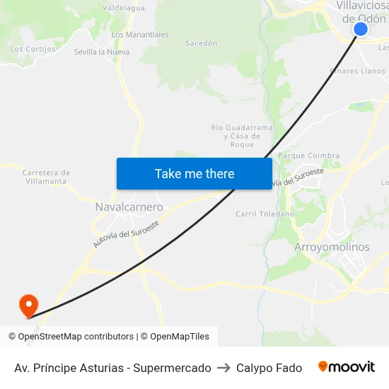 Av. Príncipe Asturias - Supermercado to Calypo Fado map