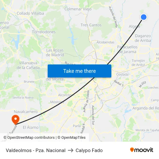 Valdeolmos - Pza. Nacional to Calypo Fado map