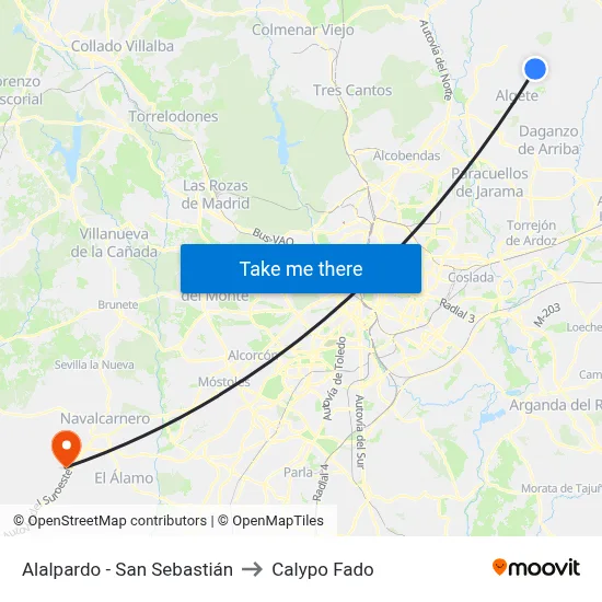 Alalpardo - San Sebastián to Calypo Fado map