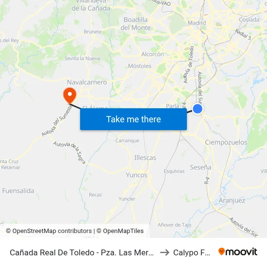 Cañada Real De Toledo - Pza. Las Mercedes to Calypo Fado map