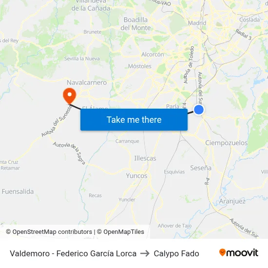 Valdemoro - Federico García Lorca to Calypo Fado map