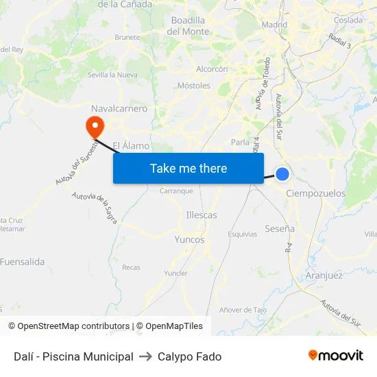 Dalí - Piscina Municipal to Calypo Fado map