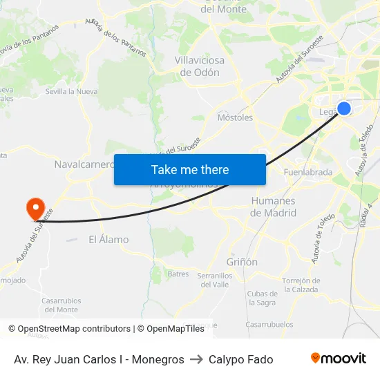 Av. Rey Juan Carlos I - Monegros to Calypo Fado map