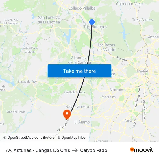 Av. Asturias - Cangas De Onís to Calypo Fado map