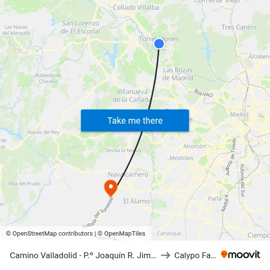 Camino Valladolid - P.º Joaquín R. Jiménez to Calypo Fado map