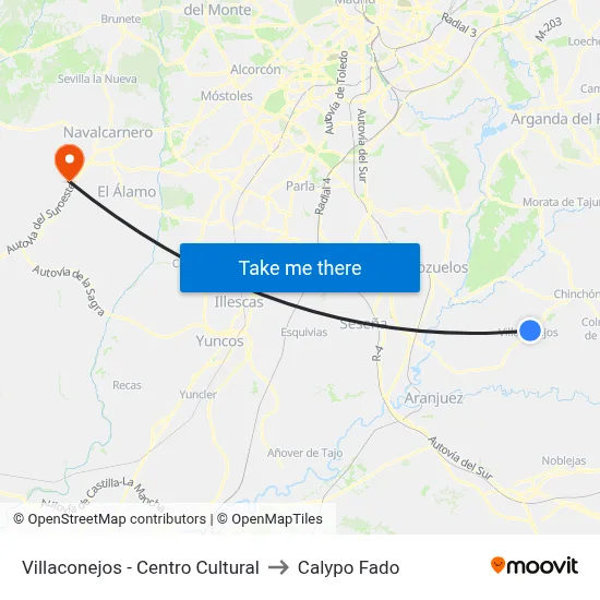 Villaconejos - Centro Cultural to Calypo Fado map