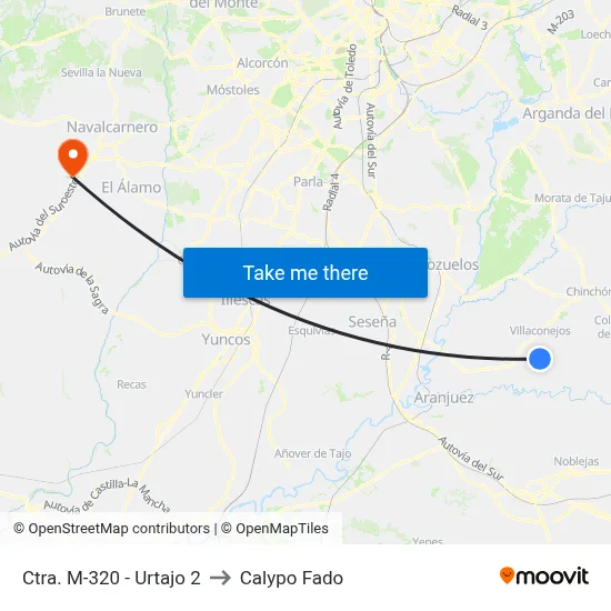 Ctra. M-320 - Urtajo 2 to Calypo Fado map