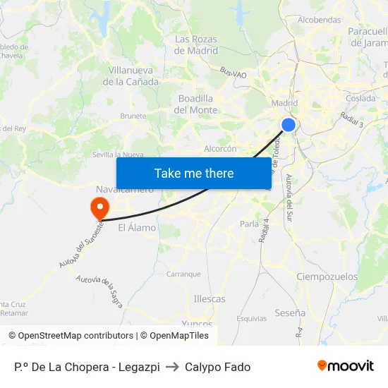 P.º De La Chopera - Legazpi to Calypo Fado map