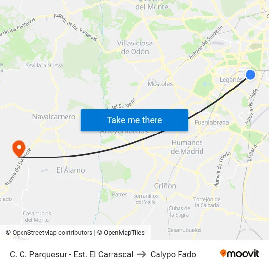 C. C. Parquesur - Est. El Carrascal to Calypo Fado map