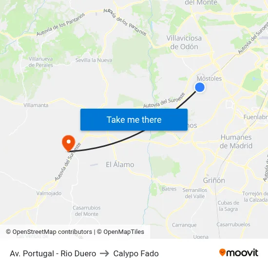 Av. Portugal - Rio Duero to Calypo Fado map