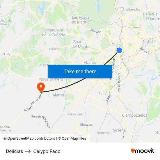 Delicias to Calypo Fado map